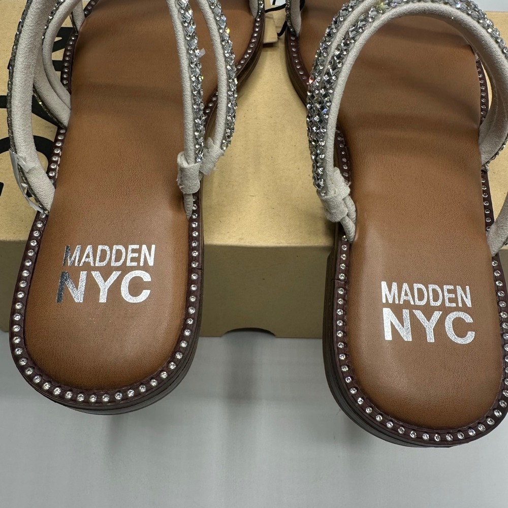 Madden NYC‎ Zig Zag Rhinestone Sandal Women 6 Silver NEW IN BOX Sparkly Slide - Picture 5 of 14